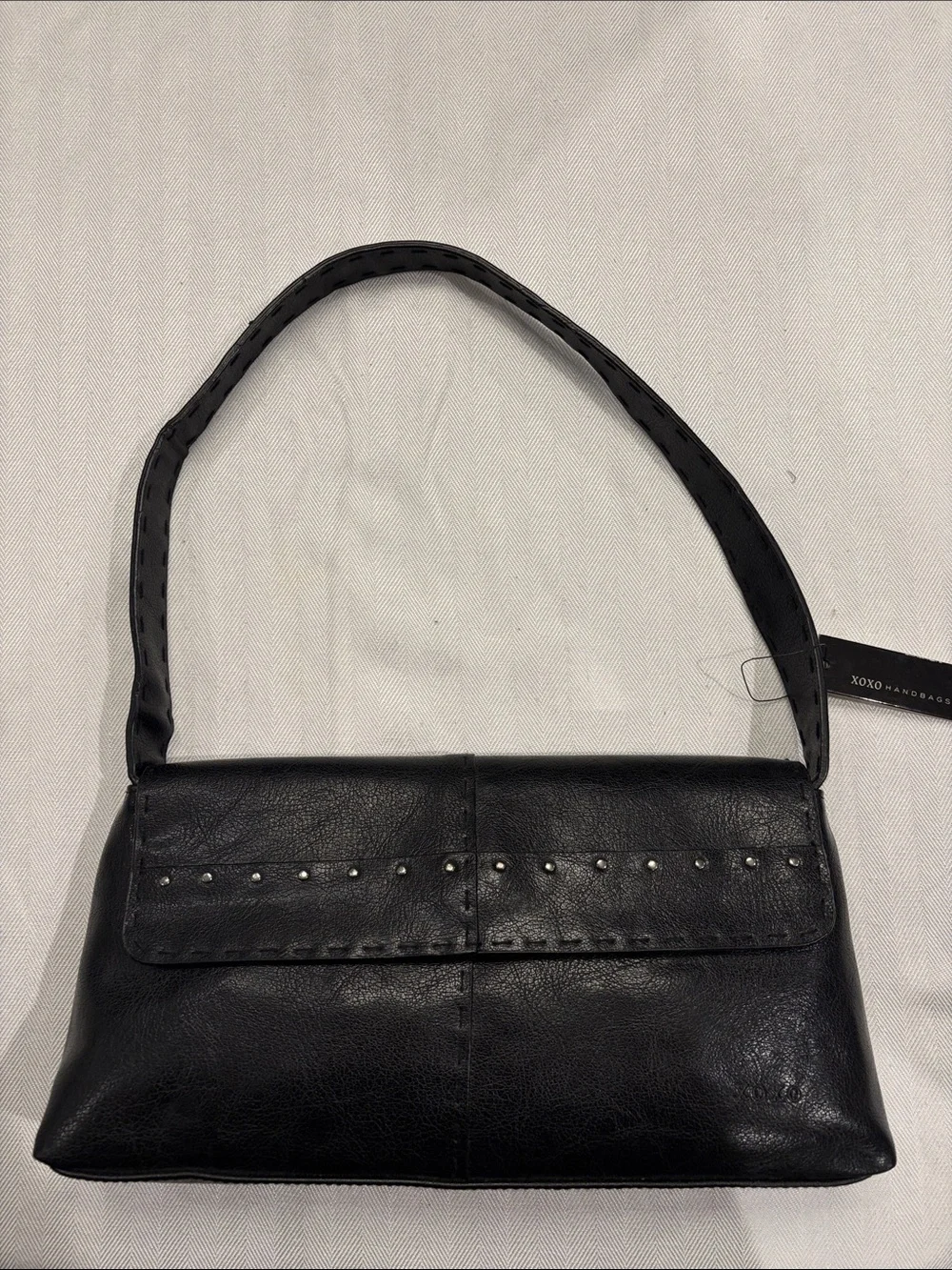 XOXO Black Stud-Trim Faux Leather Shoulder Bag